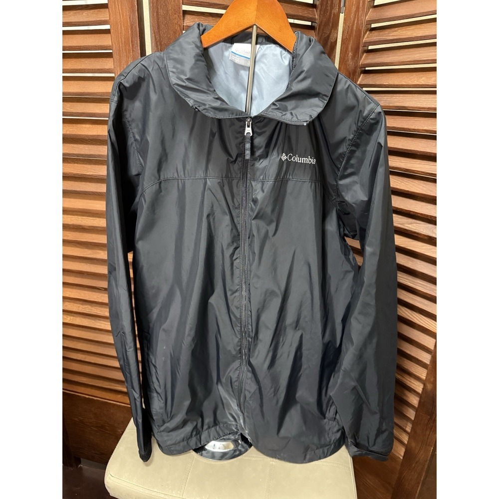 Columbia Glennaker Lake Rain Windbreaker Jacket Men LT Black Hooded Packable